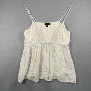 American Eagle AE, Cami Tank, Cream Colored Adjustable Straps Medium Y2K